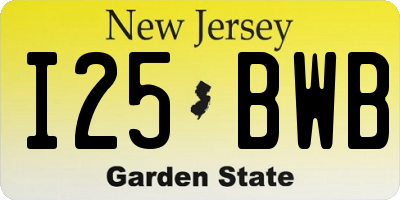 NJ license plate I25BWB