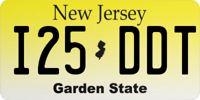 NJ license plate I25DDT
