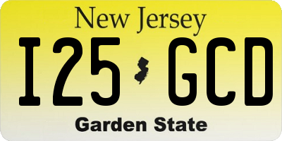 NJ license plate I25GCD