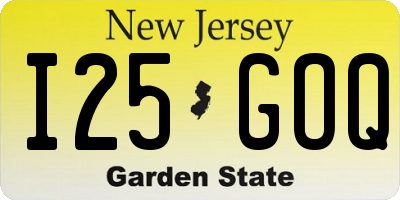 NJ license plate I25GOQ