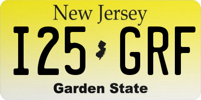 NJ license plate I25GRF