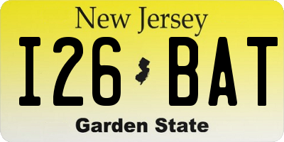 NJ license plate I26BAT