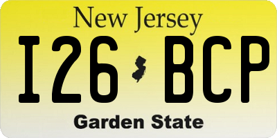 NJ license plate I26BCP