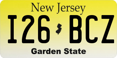 NJ license plate I26BCZ
