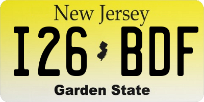 NJ license plate I26BDF