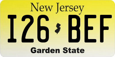 NJ license plate I26BEF