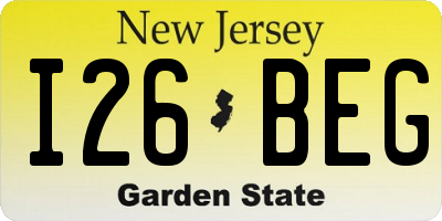 NJ license plate I26BEG