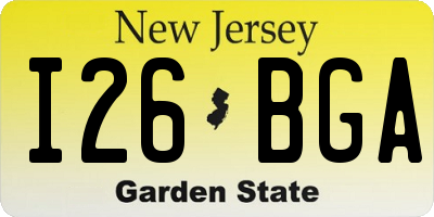 NJ license plate I26BGA