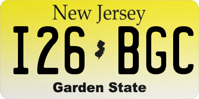 NJ license plate I26BGC