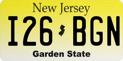 NJ license plate I26BGN