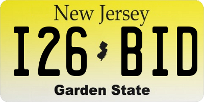 NJ license plate I26BID