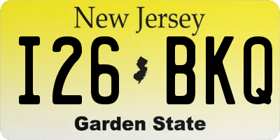NJ license plate I26BKQ