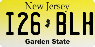 NJ license plate I26BLH
