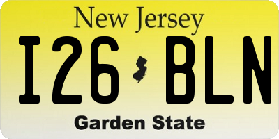 NJ license plate I26BLN