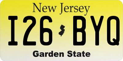 NJ license plate I26BYQ