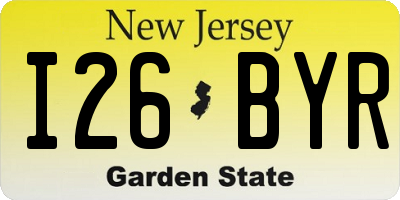 NJ license plate I26BYR