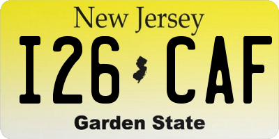 NJ license plate I26CAF