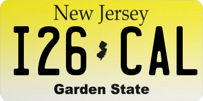 NJ license plate I26CAL