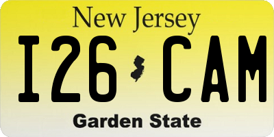 NJ license plate I26CAM