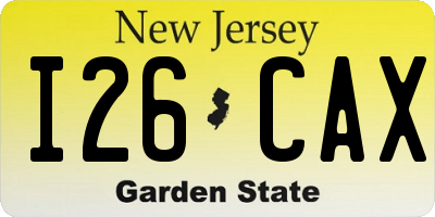 NJ license plate I26CAX