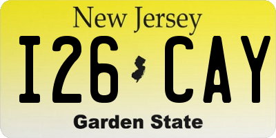 NJ license plate I26CAY