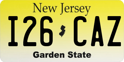 NJ license plate I26CAZ