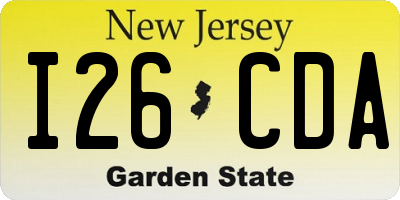 NJ license plate I26CDA