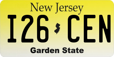 NJ license plate I26CEN