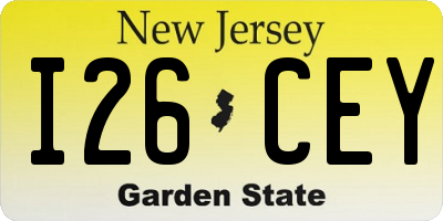 NJ license plate I26CEY