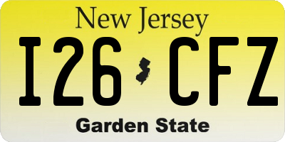 NJ license plate I26CFZ