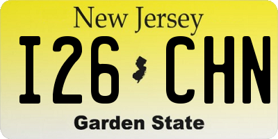 NJ license plate I26CHN