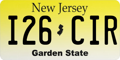NJ license plate I26CIR