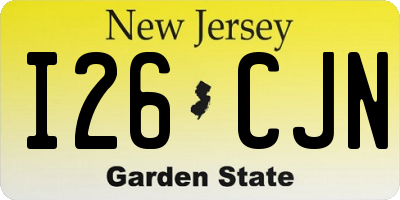 NJ license plate I26CJN