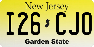NJ license plate I26CJO