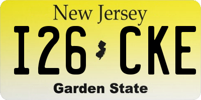NJ license plate I26CKE