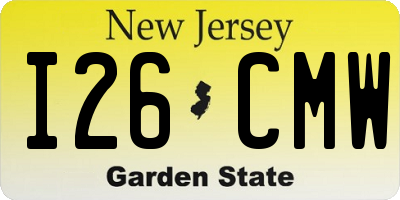NJ license plate I26CMW