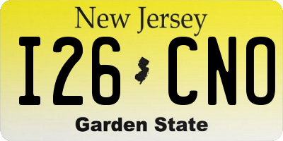 NJ license plate I26CNO