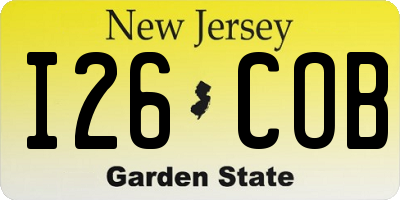 NJ license plate I26COB