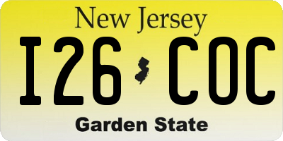 NJ license plate I26COC
