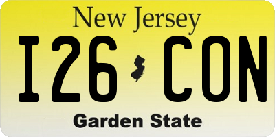 NJ license plate I26CON