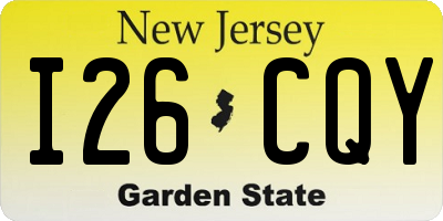 NJ license plate I26CQY