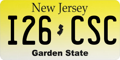 NJ license plate I26CSC