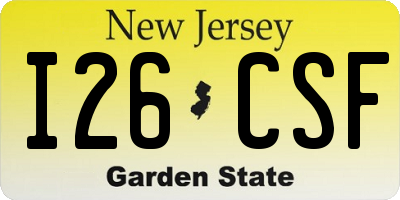 NJ license plate I26CSF