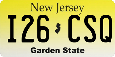 NJ license plate I26CSQ