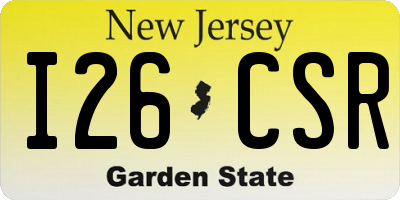 NJ license plate I26CSR