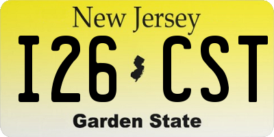 NJ license plate I26CST