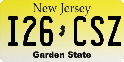 NJ license plate I26CSZ
