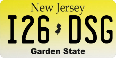 NJ license plate I26DSG