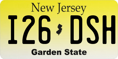 NJ license plate I26DSH