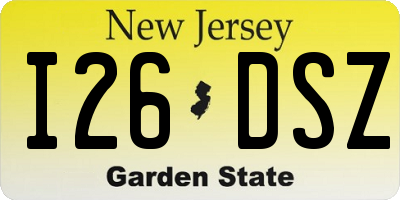 NJ license plate I26DSZ